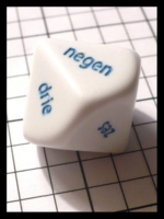 Dice : Dice - 10D - Koplow Dutch Word Numbers White and Blue Die - Troll and Toad Dec 2010